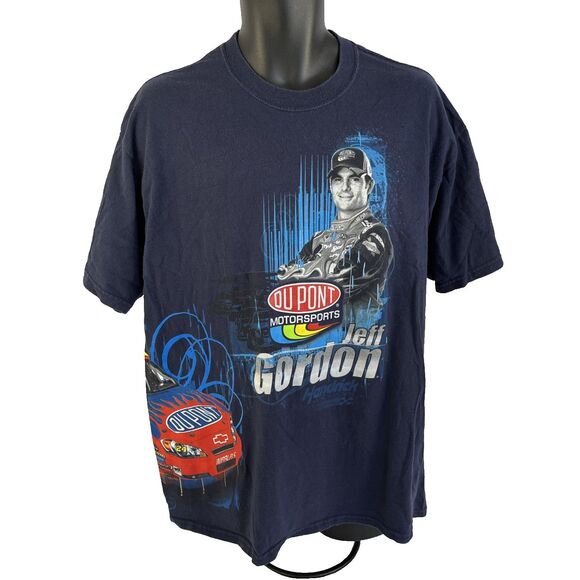 Y2K Men’s Winner’s Circle Jeff Gordon NASCAR Double Sided T-Shirt Sz XL Blue - Picture 1 of 7